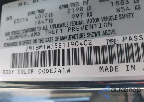 2014 Mazda Mazda3 S Grand Touring из США, поврежденный, VIN JM1BM1W35E1190402